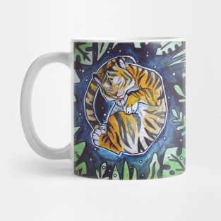 Hand drawing with watercolors "tiger sleeps in the jungle" Mug